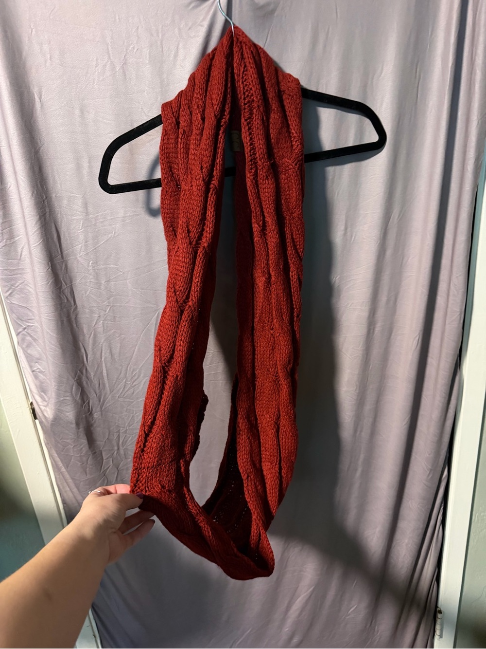 C.C Cable Knit Infinity Scarf - Brick Red